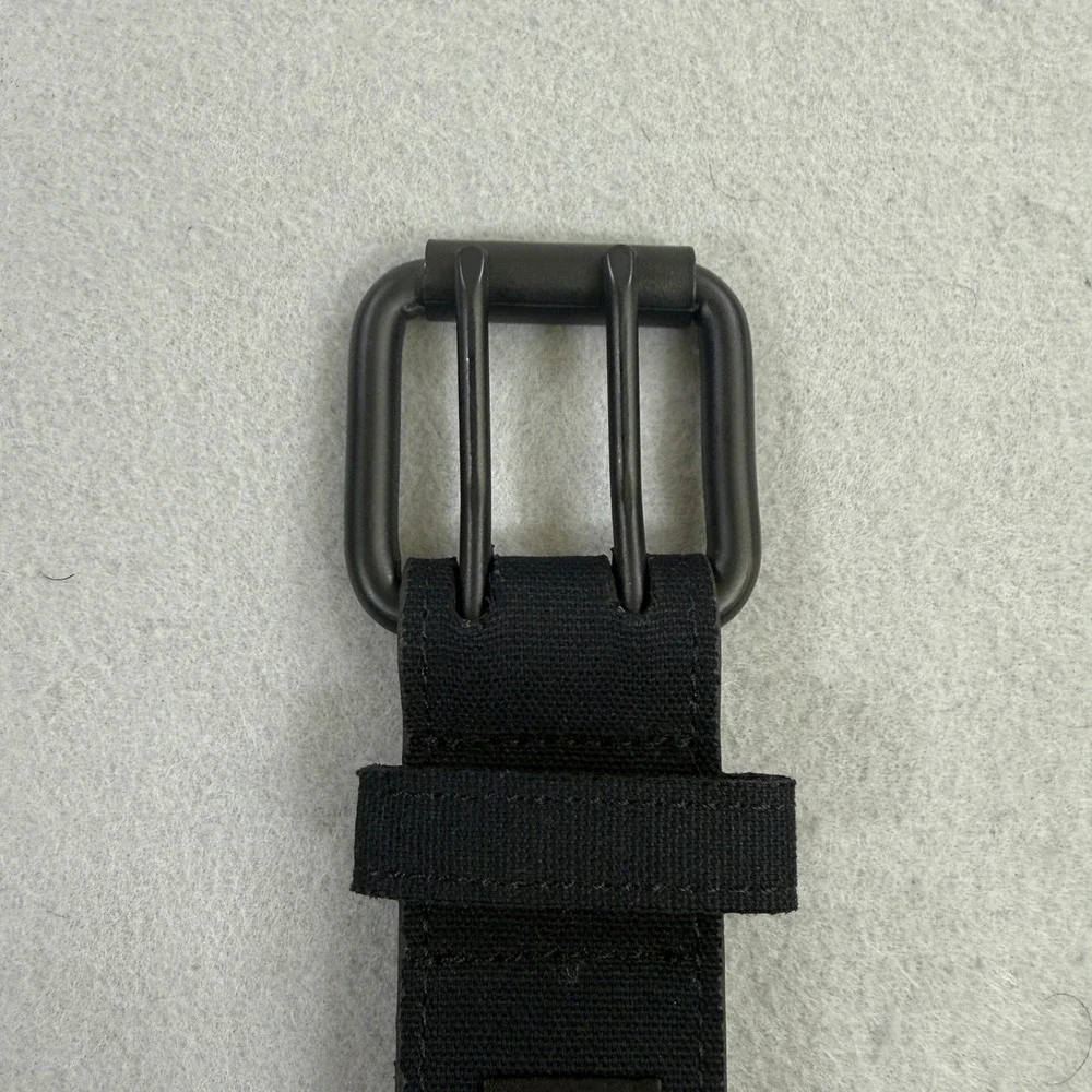 Dickies Belt Mens 44 Black Double Prong Buckle Canvas Leather Workwear Grunge